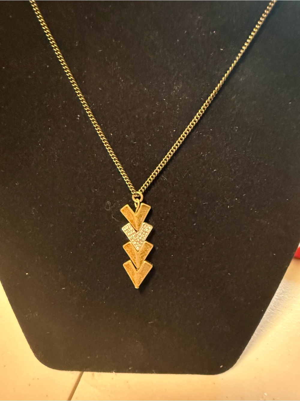 Gold Chevron Layered Pendant Necklace